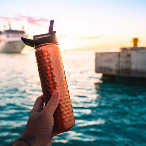 SIC Water Bottle with Hammered Copper Design on Cruise Ship