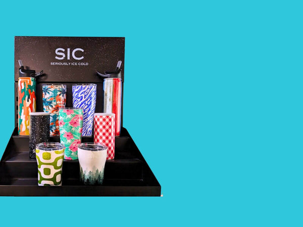 SIC Cups on a retail display unit