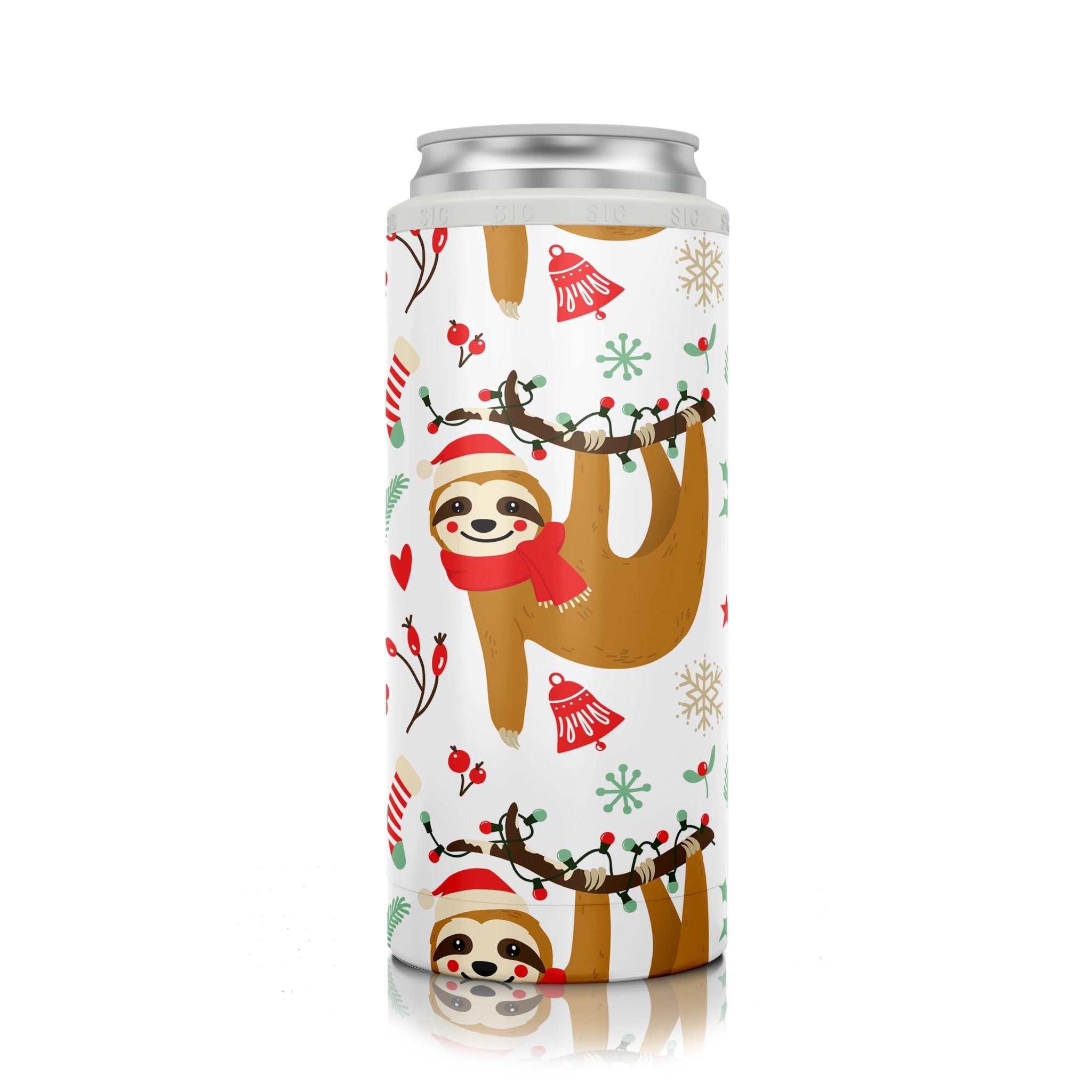 SIC® Slim Can Cooler Festive Sloths - SIC Lifestyle